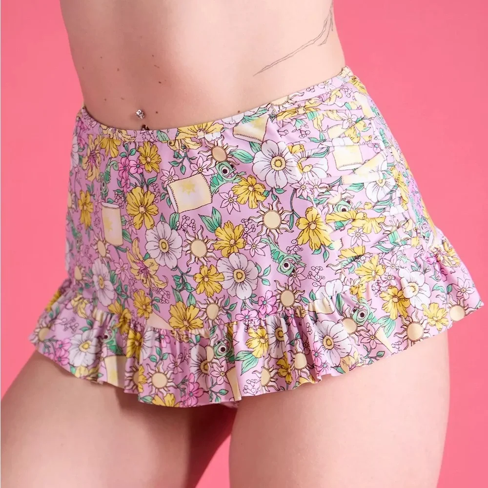 Disney Tangled Ruffle‎ Skirted Swim Bottoms & Top Hot Topic